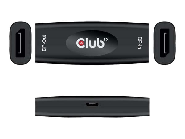 CLUB3D DP 1.4 4K120HZ HDR ACTIVE REPEATER F/F, displayport, displayport, Musta