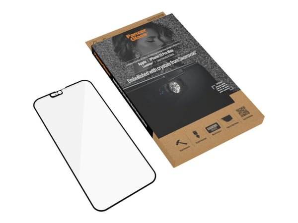 PanzerGlass CamSlider - Fashion Edition - skjermbeskyttelse for mobiltelefon - pyntet med krystaller fra Swarovski - glass - rammefarge svart - for...