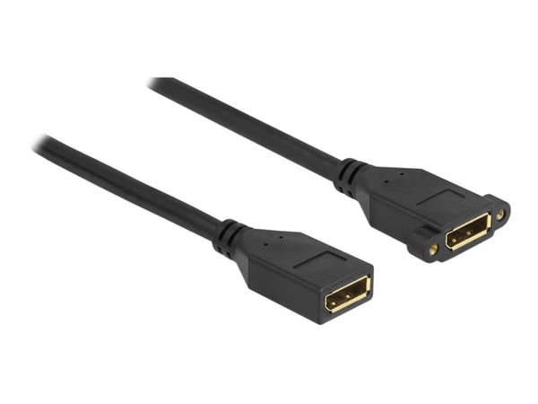 Delock - DisplayPort-kabel - DisplayPort (W) til DisplayPort (W) panelmonterbar - DisplayPort 1.2 - 1.0m - støtter 4K 60 Hz (3840 x 2160) - svart (...