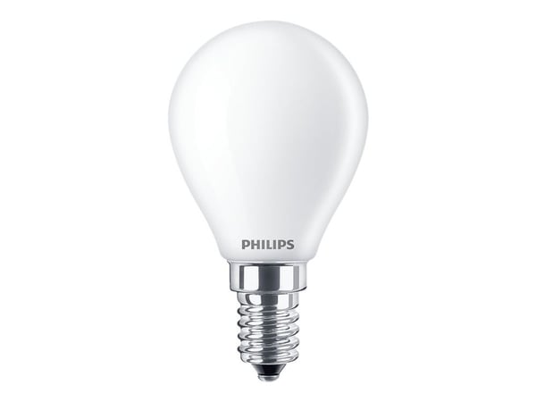 Philips LED Classic - LED-lyspære - form: P45 - mattslipt finish - E14 - 4.3 W (ekvivalent 40 W) - klasse F - varmt hvitt lys - 2700 K