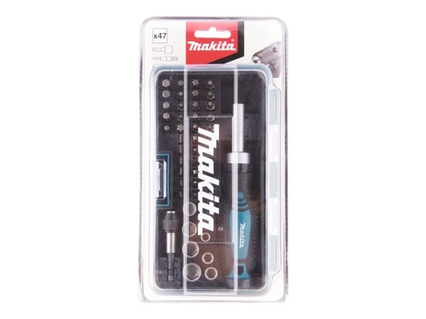 Makita - Ratcheting screwdriver with bit and socket set - 47 deler - inn boks