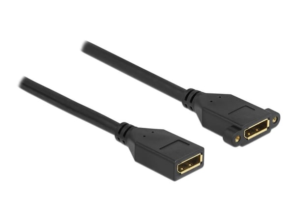 Delock - DisplayPort-kabel - DisplayPort (W) til DisplayPort (W) panelmonterbar - DisplayPort 1.2 - 2.0m - støtter 4K 60 Hz (3840 x 2160) - svart (...