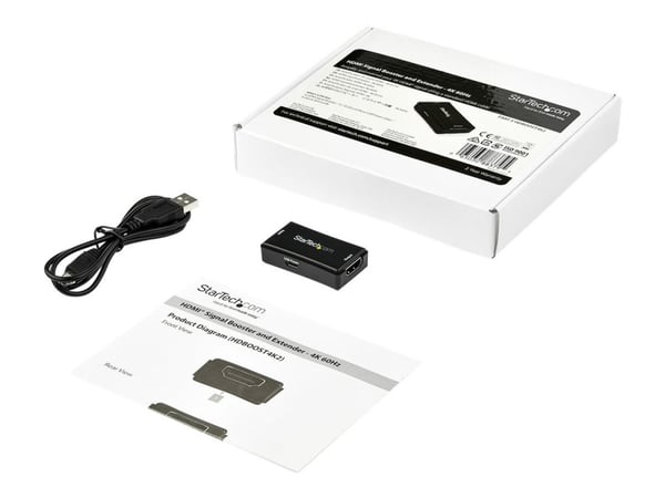 Startech 45ft / 14m HDMI Signal Booster - 4K 60Hz - USB Powered - HDMI Inline Repeater & Amplifier - 7.1 Audio Support (HDBOOST4K2) - Video/lyd-for...