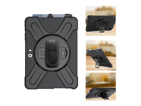eSTUFF Defender Case - Beskyttelsesdeksel - grov - silikon, polykarbonat - sort - 10,5" - for Microsoft Surface Go, Go 2