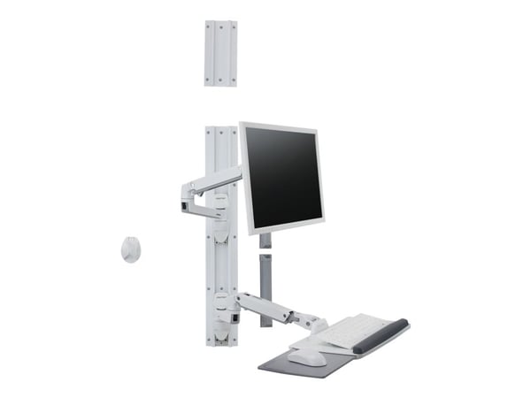 Ergotron LX Wall Mount System - Monteringssett (veggarm, musholder, tastaturarm, 2 kabelkanaler, håndleddsstøtte, veggspor 10", veggspor 34") - Kon...