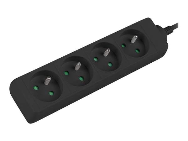 Lanberg PS0-04E-0100-IEC-BK, 1 m, 4 AC-pistorasia(a), Sisätila, Tyyppi E, Musta, 10 A