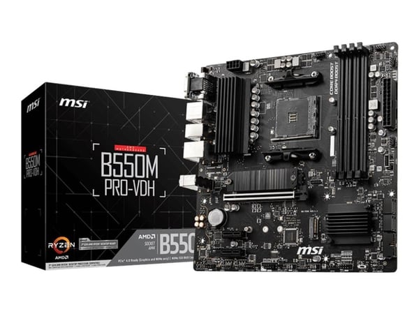 MSI B550M PRO-VDH - Hovedkort - micro ATX - Socket AM4 - AMD B550 Chipset - USB-C Gen1, USB 3.2 Gen 1 - Gigabit LAN - innbygd grafikk (CPU kreves) ...