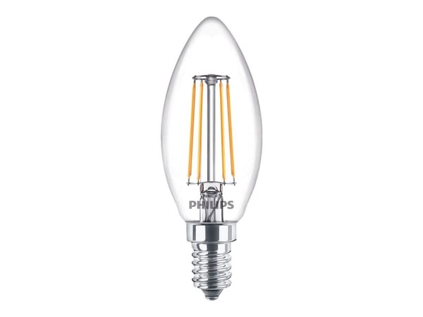 Philips - LED-filamentlyspære - form: B35 - klar finish - E14 - 4.3 W (ekvivalent 40 W) - klasse F - varmt hvitt lys - 2700 K (en pakke 3)