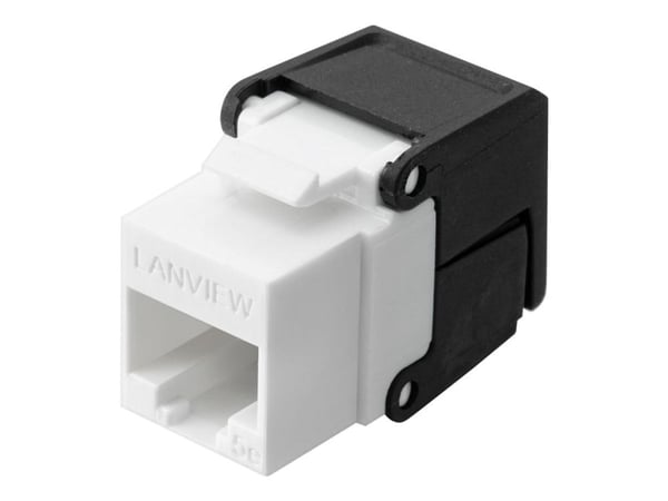 Lanview - Modulaarinen insertti - Cat 5e, ei-näytettävä, käännettävä - CAT 5e - UTP - RJ-45 - musta, valkoinen