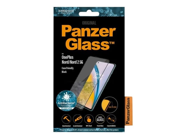 PanzerGlass™ | Case-Friendly - Skærmbeskytter för mobiltelefon - Edge-to-Edge passform - ramfarve sort | OnePlus Nord