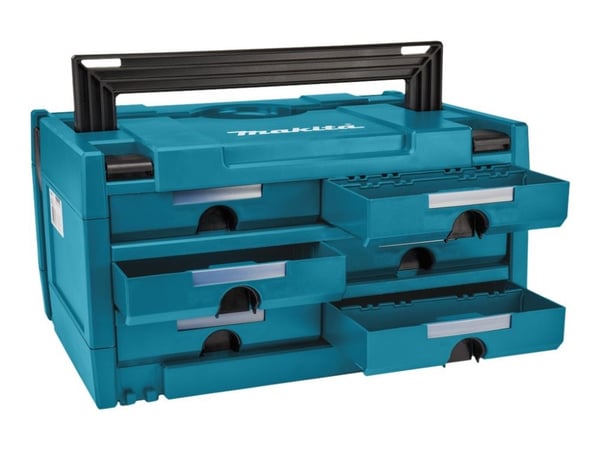 Makita MAKSTOR 3,6 M-BOX -työkalulaatikko P-84333, 3 x 2 lokeroa, musta/sininen