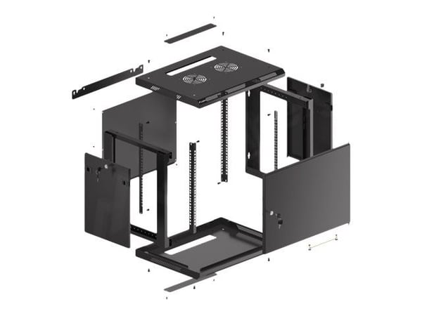 Lanberg WF01 64/66 V2 Series - Rack skap - veggmonterbar - svart, RAL 9004 - 9U - 19"
