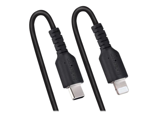 Startech 1m (3ft) USB C to Lightning Cable, MFi Certified, Coiled iPhone Charger Cable, Black, Durable and Flexible TPE Jacket Aramid Fiber, Heavy ...