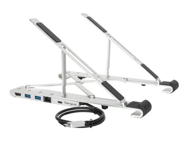 Targus Portable Stand with Integrated Dock - Dockningsstation + ställ för bärbar dator - USB-C 3.2 Gen 1 / Thunderbolt 3 - HDMI - 1GbE