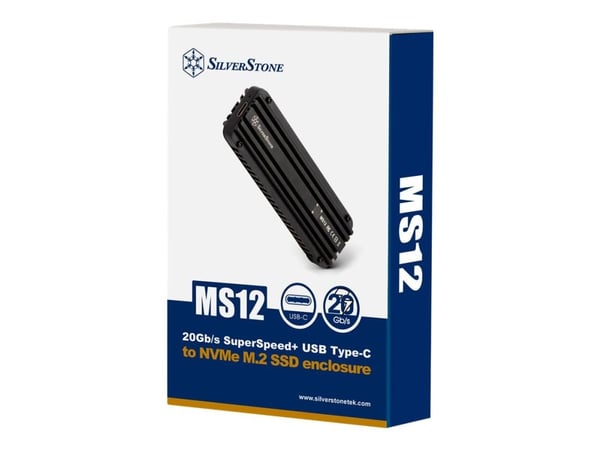SilverStone MS12 - Förvaringslåda - M.2 - M.2 NVMe Card - USB 3.2 (Gen 2x2) - svart