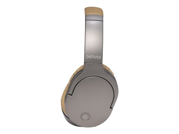 DENVER BTN-207 - Hodetelefoner med mikrofon - full størrelse - Bluetooth - trådløs, kablet - aktiv støydemping - 3,5 mm jakk - sand