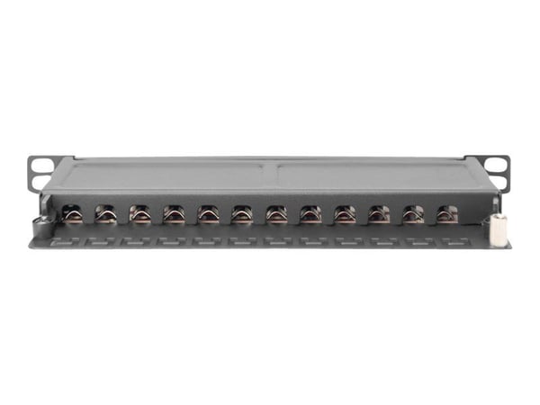DIGITUS DN-91612S-SL-EA - Koblingspanel - veggmonterbar, rackmonterbar - CAT 6a - STP - RJ-45 X 12 - svart, RAL 9005 - 0.5U - 10"