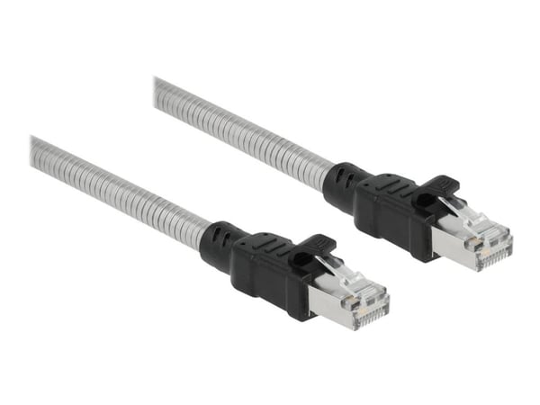 Delock - Koblingskabel - RJ-45 (hann) til RJ-45 (hann) - 5 m - 7.8 mm - U/FTP - CAT 6a - halogenfri, formstøpt, uten hindringer - sølv