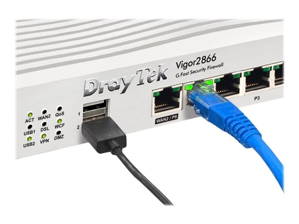 Draytek Vigor 2866 - Ruter - DSL-modem 5-ports switch - 1GbE - WAN-porter: 2 - veggmonterbar
