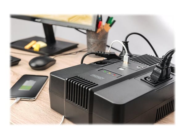 DIGITUS All-in-One UPS - UPS - AC 220-240 V - 360 watt - 600 VA - 7 Ah - USB - utgangskontakter: 7