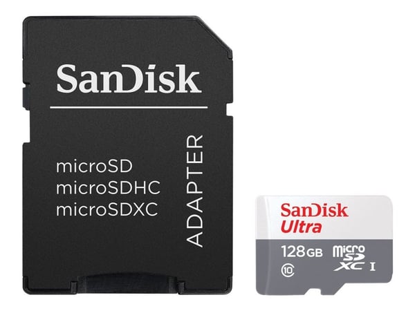 SanDisk Ultra - Flashminnekort (microSDXC til SD-adapter inkludert) - 128 GB - UHS-I / Class10 - microSDXC UHS-I