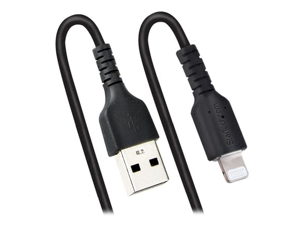 Startech 1m (3ft) USB to Lightning Cable, MFi Certified, Coiled iPhone Charger Cable, Black, Durable and Flexible TPE Jacket Aramid Fiber, Heavy Du...