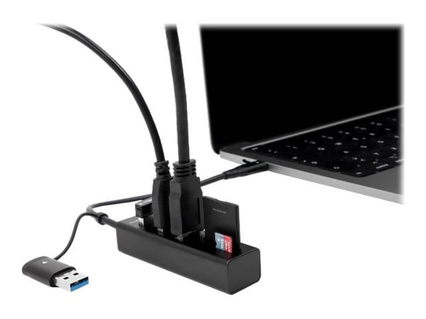 Delock - Hub - 3 x USB 3.2 Gen 1 + 1 x USB-C 3.2 Gen 1 - stasjonær