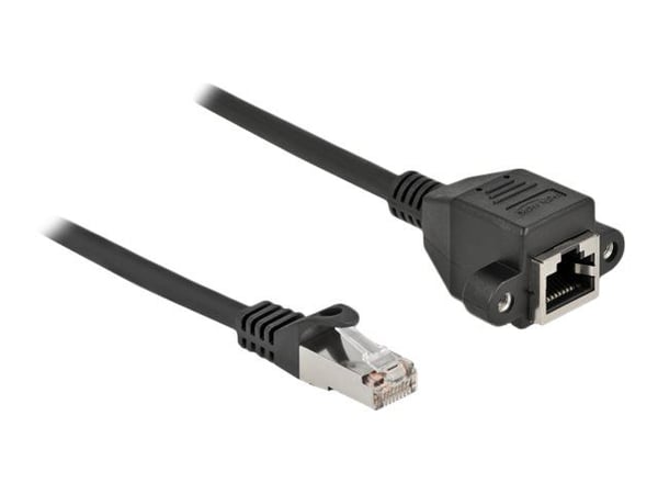 Delock - Nettverksforlengelseskabel - RJ-45 (hann) til RJ-45 (hunn) skrubar - 2 m - S/FTP - CAT 6a - svart