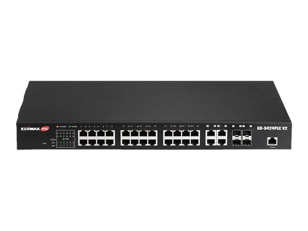 Edimax Pro GS-5424PLC V2 - Switch - smart - 24 x 10/100/1000 (PoE+) + 4 x kombo-SFP - rackmonterbar - PoE+ (400 W)