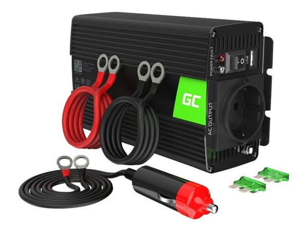 Green Cell INV04DE - DC til AC-omformer - DC 24 V - 500 Watt - utgangskontakter: 1 - Europa - svart