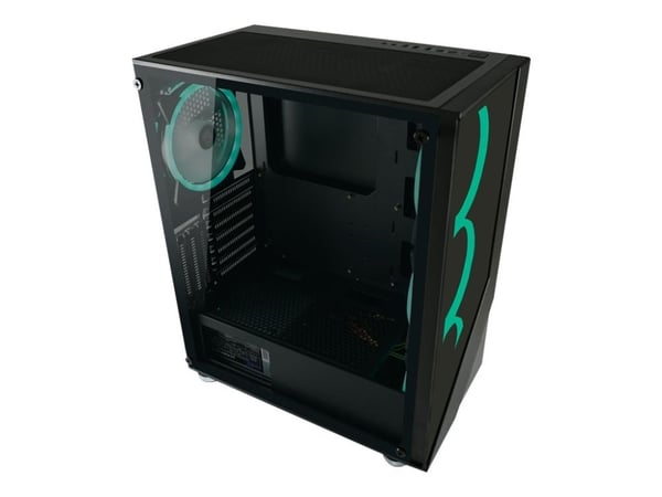 LC Power Gaming 803B Shaded_X - Mid tower - ATX - sidepanel med vindu (herdet glass) - ingen strømforsyning - svart - USB/lyd