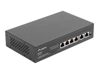 Lanberg RSFE-4P-2FE-60 - Switch - ikke-styrt - 2 x 10/100 (opplink) + 4 x 10/100 (PoE+) - stasjonær, veggmonterbar - PoE+ (60 W)