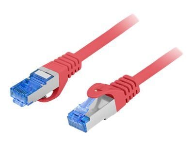 Lanberg - Koblingskabel - RJ-45 (hann) til RJ-45 (hann) - S/FTP - CAT 6a - formstøpt, uten hindringer - rød, RAL 3017