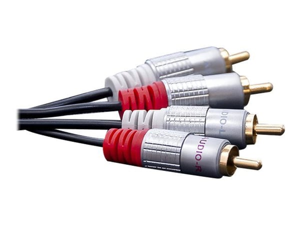 Qoltec - Lydkabel - RCA x 2 hann til RCA x 2 hann - 50 cm - svart