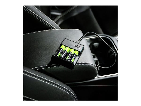 Green Cell VitalCharger - Batterilader - 4 x batterier lader - 0.5 watt - svart - med 4 x AAA NiMH 800 mAh rechargeable batteries