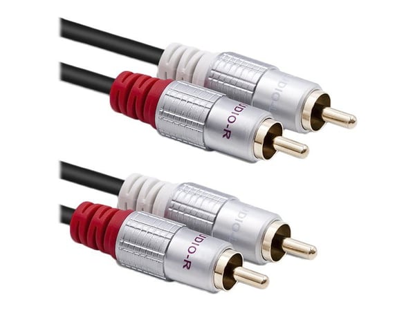 Qoltec - Lydkabel - RCA x 2 hann til RCA x 2 hann - 50 cm - svart
