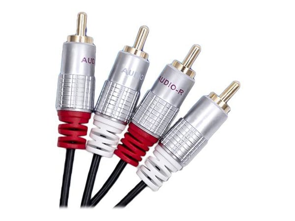 Qoltec - Lydkabel - RCA x 2 hann til RCA x 2 hann - 50 cm - svart