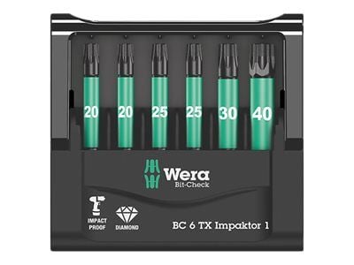 Wera Bit-Check 6 TX Impaktor 1 - Spissett for skrutrekker - 6 deler - torx - T20, T25, T30, T40 - heksagonal - lengde: 50 mm