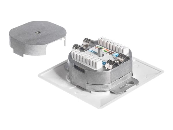 Netrack Complete - Sokkelutgang - RJ 45 - 2 nettverkssokler - hvit