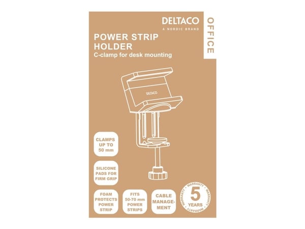 DELTACO Office DELO-0201 - Strømstripholder - sort, hvid