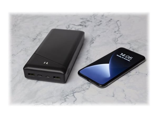 DELTACO PB-C1002 - Strømbank - 30000 mAh - 111 Wh - 18 watt - 3 A - Fast Charge - 3 utgangskontakter (USB, USB-C) - svart
