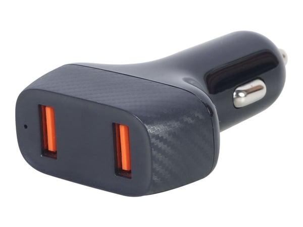 Gembird - Bilstrømadapter - 36 watt - 3 A - QC 3.0 - 2 utgangskontakter (2 x USB) - svart