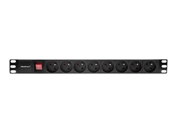 Qoltec - Power strip (rack-versio) - AC 220-240 V - 3680 Watt - tulo: virta - lähtöliittimet: 8 (8 x E-tyyppi) - 1U - 19" - 2 m johto - musta - 2 m...