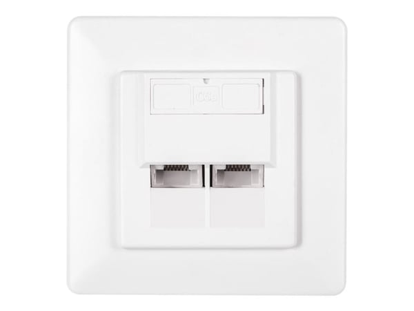 Netrack Complete - Sokkelutgang - RJ 45 - 2 nettverkssokler - hvit