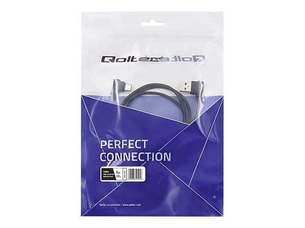 Qoltec - USB-kabel - USB-C (hann) vinklet til USB (hann) vinklet - USB 2.0 - 1 m - svart