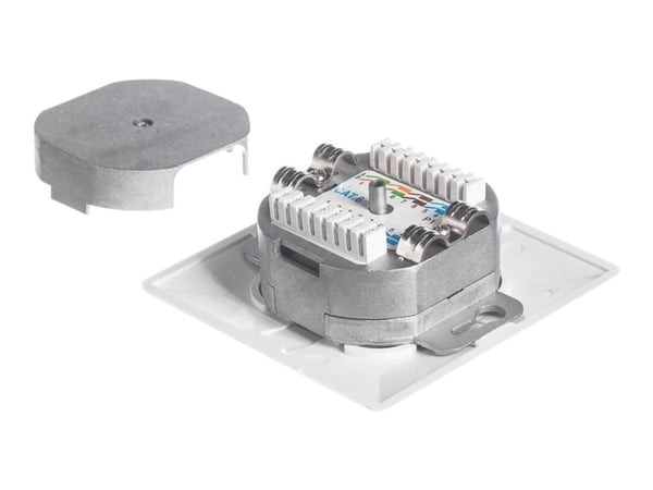 Netrack Complete - Sokkelutgang - RJ 45 - 2 nettverkssokler - hvit
