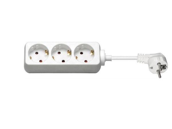 Microconnect 3-way Schuko Socket 5M White, 3 x Type F, Valkoinen, 300 g, 1 kpl, 202 mm, 134 mm