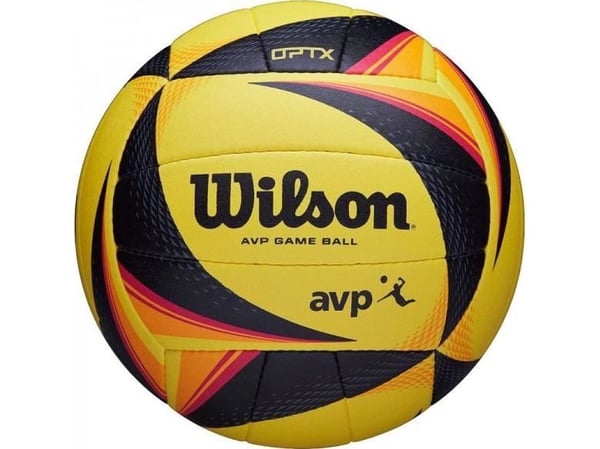 Wilson AVP OPTX, Svart, Gul, Komposit, Konstläder, Mikrofiber, 18-panel ball, Inomhus & utomhus, AVP, Bild
