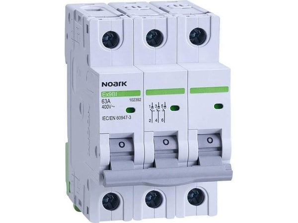 Noark Rozł. izol., taitto 3 moduły, 3-muotoinen, 63A, Ex9BI 3P 63A