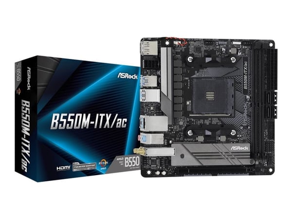 ASRock B550M-ITX/ac - Hovedkort - mini-ITX - Socket AM4 - AMD B550 Chipset - USB-C Gen1, USB 3.2 Gen 1 - Bluetooth, Gigabit LAN, Wi-Fi - innbygd gr...